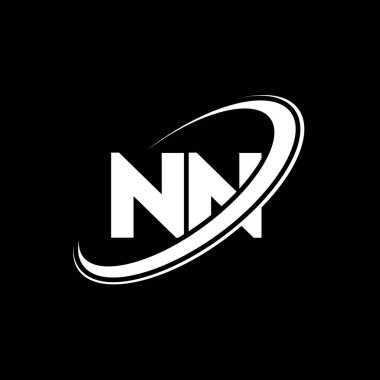 NN N harfi logo tasarımı. İlk harf NN bağlantılı daire büyük harfli monogram logo kırmızı ve mavi. NN logosu, N tasarımı. N, n