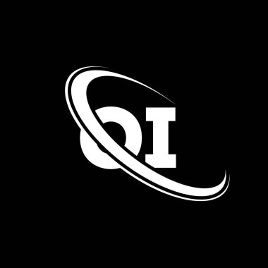 OI logo. O I design. White OI letter. OI/O I letter logo design. Initial letter OI linked circle uppercase monogram logo.	