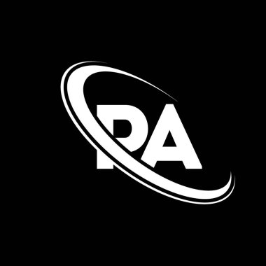 PA logo. P A design. White PA letter. PA/P A letter logo design. Initial letter PA linked circle uppercase monogram logo.	