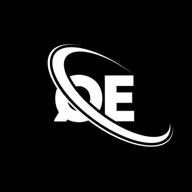 QE logo. Q E design. White QE letter. QE/Q E letter logo design. Initial letter QE linked circle uppercase monogram logo.	