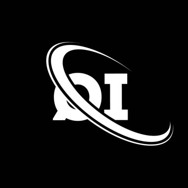 QI logo. Q I design. White QI letter. QI/Q I letter logo design. Initial letter QI linked circle uppercase monogram logo.	