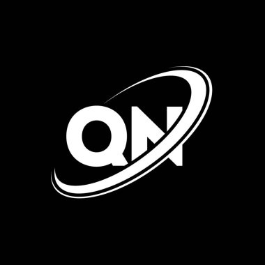 QN Q N harfli logo tasarımı. İlk harf QN bağlantılı daire büyük harfli monogram logo kırmızı ve mavi. QN logosu, Q N tasarımı. Qn, q n