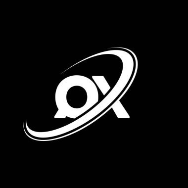 QX Q X harfli logo tasarımı. İlk harf QX bağlı daire büyük harfli monogram logo kırmızı ve mavi. QX logosu, Q X tasarımı. Qx, q x