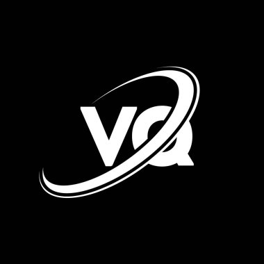 VQ V Q harfi logo tasarımı. İlk harf VQ bağlı daire büyük harfli monogram logo kırmızı ve mavi. VQ logosu, VQ tasarımı. vq, vq, V & Q