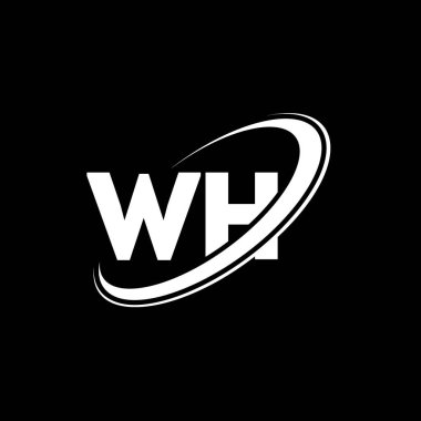 WH W H harfi logo tasarımı. İlk harf WH bağlı daire büyük harfli monogram logo kırmızı ve mavi. WH logosu, W H tasarımı. Ne, ne?