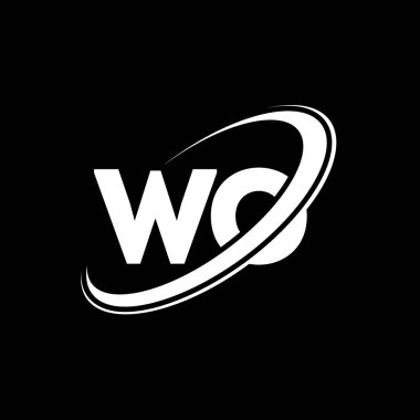 WO harf logosu tasarımı. İlk harf WO bağlı daire büyük harfli monogram logo kırmızı ve mavi. WO logosu, W O tasarımı. wo, w o, W & O