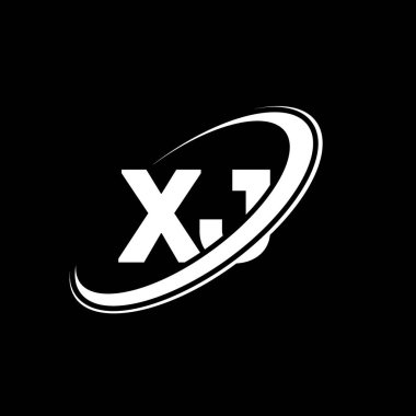 XJ X J harf logosu tasarımı. İlk harf XJ bağlı daire büyük harfli monogram logo kırmızı ve mavi. XJ logosu, X J tasarımı. xj, x j