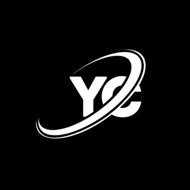 YC Y harf logosu tasarımı. İlk harf YC bağlı daire büyük harfli monogram logo kırmızı ve mavi. YC logosu, Y C tasarımı. Yc, y c