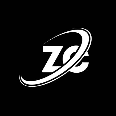 ZC Z C harfi logo tasarımı. İlk harf ZC bağlı daire büyük harfli monogram logo kırmızı ve mavi. ZC logosu, Z C tasarımı. zc, z c