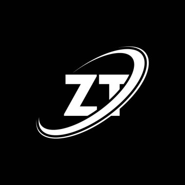 ZT T harfli logo tasarımı. İlk harf ZT bağlı daire büyük harf monogram logosu kırmızı ve mavi. ZT logosu, Z T tasarımı. zt, z t