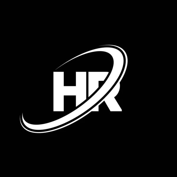 R文字のロゴデザイン 初期文字Hrリンクサークル大文字モノグラムロゴ赤と青 Hrロゴ Rデザイン — ストックベクタ