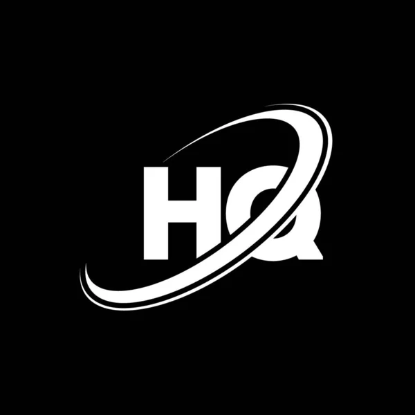 总部Hq信标设计 首字母总部链接圆形大写字母标识白色 总部标志 Hq设计 — 图库矢量图片