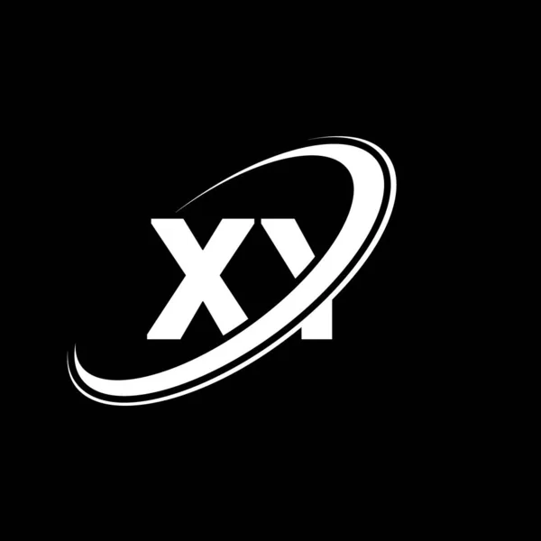 Y文字のロゴデザイン 初期文字Xyリンクサークル大文字のモノグラムロゴ赤と青 Xyロゴ Yデザイン — ストックベクタ