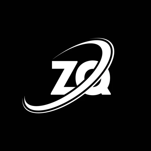 Qレターロゴデザイン 初期文字Zqリンクサークル大文字のモノグラムロゴ赤と青 Zqロゴ Qデザイン — ストックベクタ