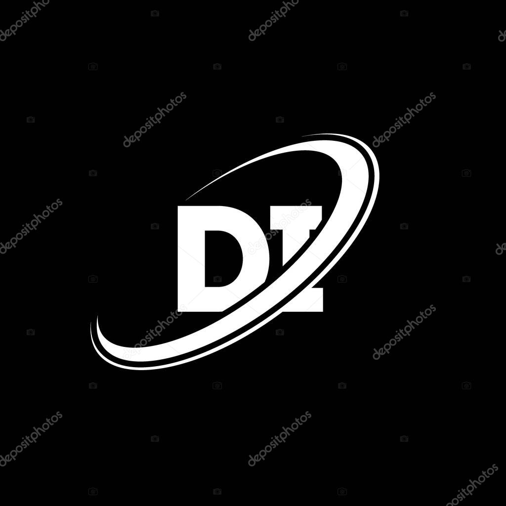 DI D I letter logo design. Initial letter DI linked circle uppercase monogram logo red and blue. DI logo, D I design. di, d i