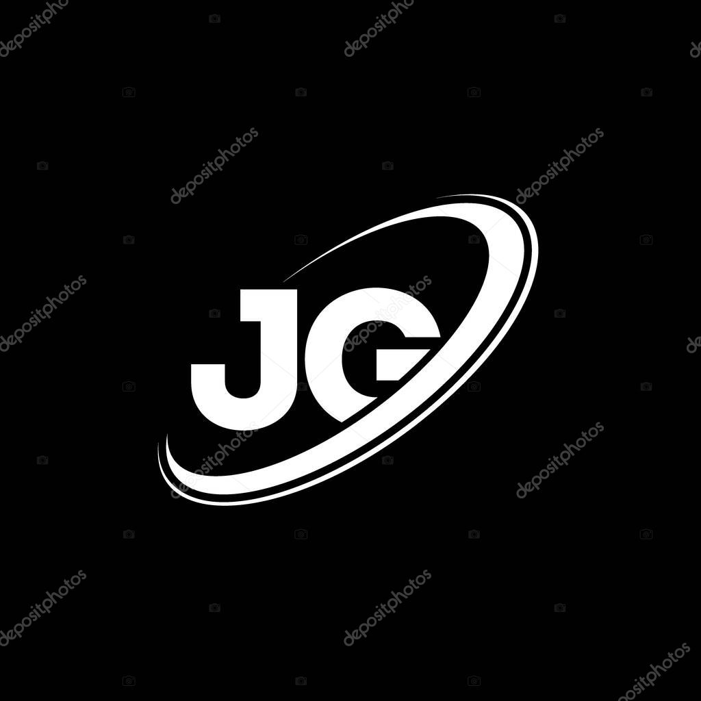 JG J G letter logo design. Initial letter JG linked circle uppercase monogram logo red and blue. JG logo, J G design. jg, j g