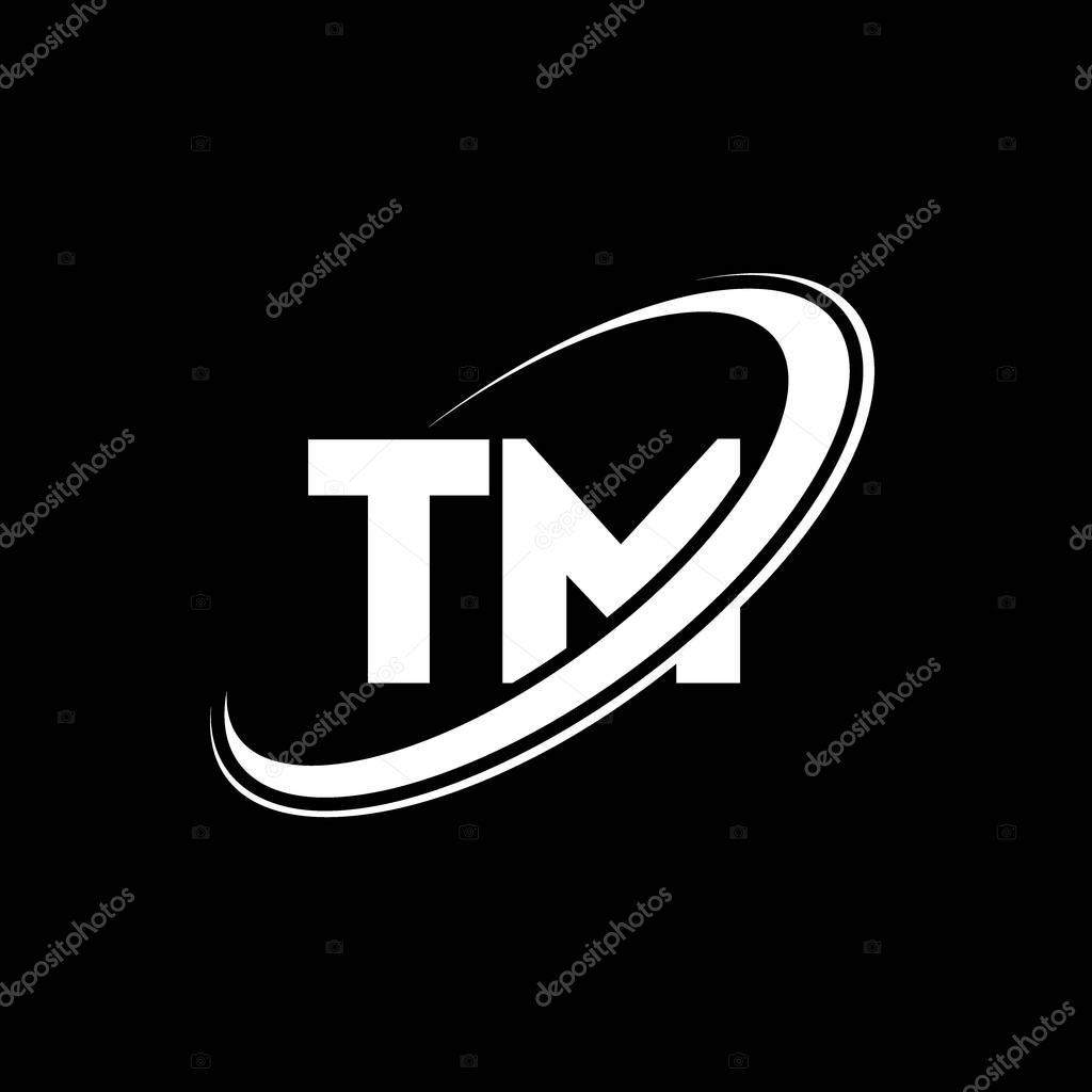 TM T M letter logo design. Initial letter TM linked circle uppercase monogram logo red and blue. TM logo, T M design. tm, t m