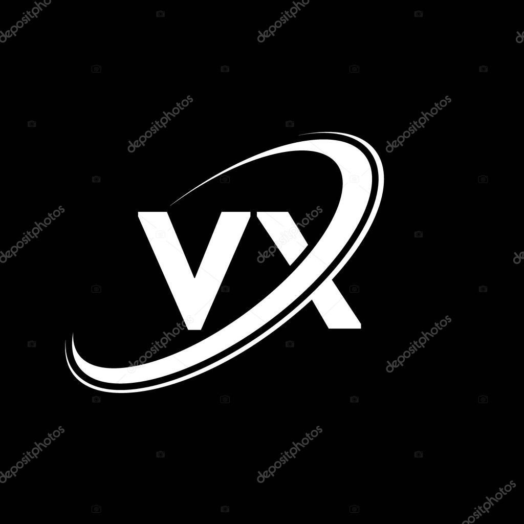VX V X letter logo design. Initial letter VX linked circle uppercase monogram logo red and blue. VX logo, V X design. vx, v x