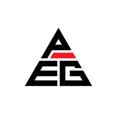 Üçgen şekilli PEG üçgen harf logosu tasarımı. PEG üçgen logo tasarımı monogramı. Kırmızı renkli PEG üçgen vektör logo şablonu. PEG üçgen logosu Basit, Zarif ve Lüks Logo.