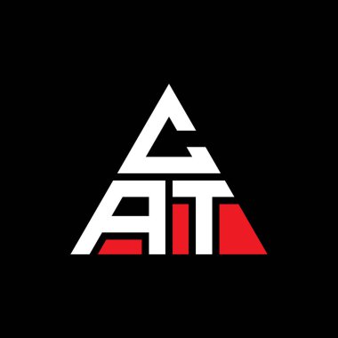 Üçgen şekilli CAT üçgen harf logosu tasarımı. CAT üçgen logo tasarımı. Kırmızı renkli CAT üçgen vektör şablonu. CAT üçgen logosu Basit, Zarif ve Lüks Logo.