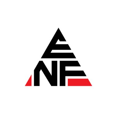 Üçgen şekilli ENF üçgen harf logosu tasarımı. ENF üçgen logo tasarımı monogramı. Kırmızı renkli ENF üçgen vektör logosu şablonu. ENF üçgen logosu Basit, Zarif ve Lüks Logo.