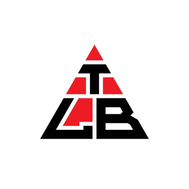 Üçgen şekilli TLB üçgen harf logosu tasarımı. TLB üçgen logo tasarımı monogramı. Kırmızı renkli TLB üçgen vektör şablonu. TLB üçgen logosu Basit, Zarif ve Lüks Logo.