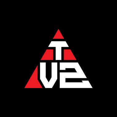 Üçgen şekilli TVZ üçgen harf logosu tasarımı. TVZ üçgen logo tasarımı monogramı. Kırmızı renkli TVZ üçgen vektör şablonu. TVZ üçgen logosu Basit, Zarif ve Lüks Logo.