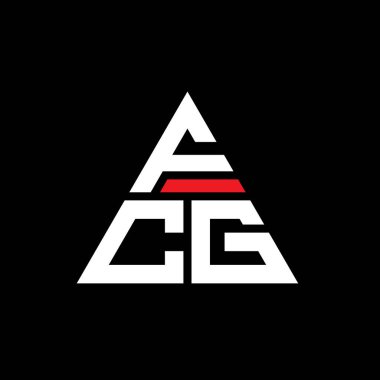Üçgen şekilli FCG üçgen harf logosu tasarımı. FCG üçgen logo tasarımı monogramı. Kırmızı renkli FCG üçgen vektör şablonu. FCG üçgen logosu Basit, Zarif ve Lüks Logo.
