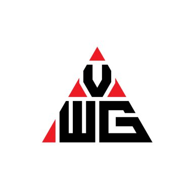 Üçgen şekilli VWG üçgen harf logosu tasarımı. VWG üçgen logo tasarımı monogramı. Kırmızı renkli VWG üçgen vektör şablonu. VWG üçgen logosu Basit, Zarif ve Lüks Logo.