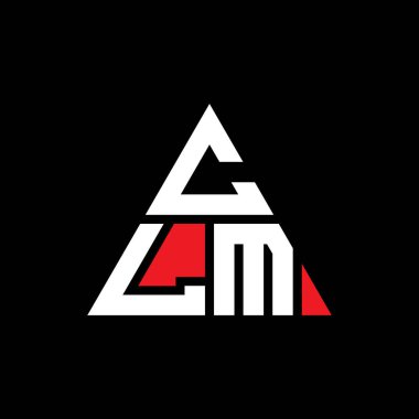Üçgen şekilli CLM üçgen harf logosu tasarımı. CLM üçgen logo tasarımı monogramı. Kırmızı renkli CLM üçgen vektör şablonu. CLM üçgen logosu Basit, Zarif ve Lüks Logo.