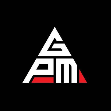 Üçgen şekilli GPM üçgen harf logosu tasarımı. GPM üçgen logo tasarımı monogramı. Kırmızı renkli GPM üçgen vektör şablonu. GPM üçgen logosu Basit, Zarif ve Lüks Logo.