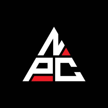 Üçgen şekilli NPC üçgen harf logosu tasarımı. NPC üçgen logo tasarımı monogramı. Kırmızı renkli NPC üçgen vektör şablonu. NPC üçgen logosu Basit, Zarif ve Lüks Logo.