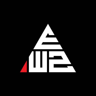 Üçgen şekilli EWZ üçgen harf logosu tasarımı. EWZ üçgen logo tasarımı monogramı. Kırmızı renkli EWZ üçgen vektör şablonu. EWZ üçgen logosu Basit, Zarif ve Lüks Logo.