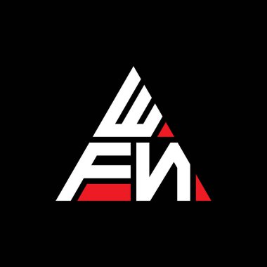 Üçgen şekilli WFN üçgen harf logosu tasarımı. WFN üçgen logo tasarımı monogramı. Kırmızı renkli WFN üçgen vektör şablonu. WFN üçgen logosu Basit, Zarif ve Lüks Logo. WFN