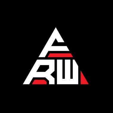Üçgen şekilli FRW üçgen harf logosu tasarımı. FRW üçgen logo tasarımı monogramı. Kırmızı renkli FRW üçgen vektör şablonu. FRW üçgen logosu Basit, Zarif ve Lüks Logo.