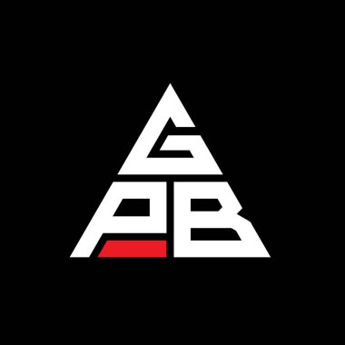 Üçgen şekilli GPB üçgen harf logosu tasarımı. GPB üçgen logo tasarımı monogramı. Kırmızı renkli GPB üçgen vektör şablonu. GPB üçgen logosu Basit, Zarif ve Lüks Logo.