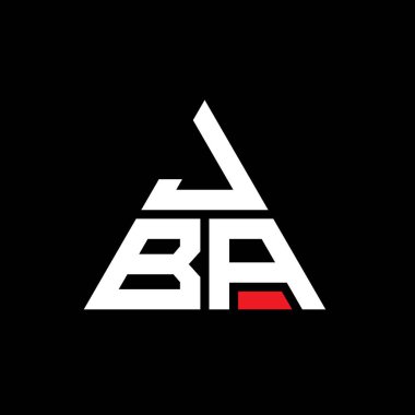Üçgen şekilli JBA üçgen harf logosu tasarımı. JBA üçgen logo tasarımı monogramı. Kırmızı renkli JBA üçgen vektör logo şablonu. JBA üçgen logosu Basit, Zarif ve Lüks Logo.