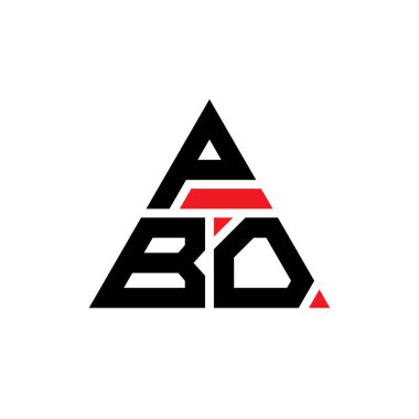 Üçgen şekilli PBO üçgen harf logosu tasarımı. PBO üçgen logo tasarımı monogramı. Kırmızı renkli PBO üçgen vektör şablonu. PBO üçgen logosu Basit, Zarif ve Lüks Logo.