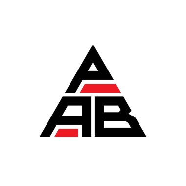 Üçgen şekilli PAB üçgen harf logosu tasarımı. PAB üçgen logo tasarımı. Kırmızı renkli PAB üçgen vektör logo şablonu. PAB üçgen logosu Basit, Zarif ve Lüks Logo.