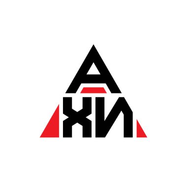 Üçgen şekilli AXN üçgen harf logosu tasarımı. AXN üçgen logo tasarımı monogramı. Kırmızı renkli AXN üçgen vektör şablonu. AXN üçgen logosu Basit, Zarif ve Lüks Logo.