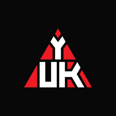 Üçgen şekilli YUK üçgen harf logosu tasarımı. YUK üçgen logo tasarımı monogramı. Kırmızı renkli YUK üçgen vektör logo şablonu. YUK üçgen logosu Basit, Zarif ve Lüks Logo.