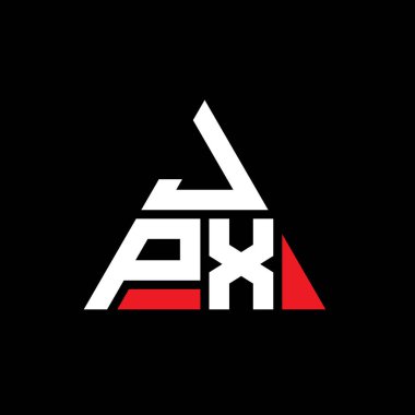 Üçgen şekilli JPX üçgen harf logosu tasarımı. JPX üçgen logo tasarımı monogramı. Kırmızı renkli JPX üçgen vektör logo şablonu. JPX üçgen logosu Basit, Zarif ve Lüks Logo.