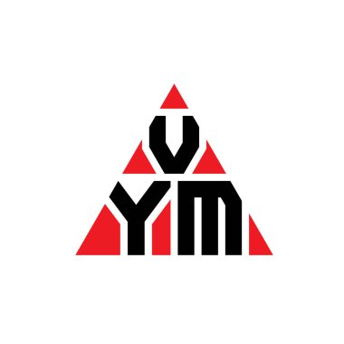 Üçgen şekilli VYM üçgen harf logosu tasarımı. VYM üçgen logo tasarımı monogramı. Kırmızı renkli VYM üçgen vektör şablonu. VYM üçgen logosu Basit, Zarif ve Lüks Logo.