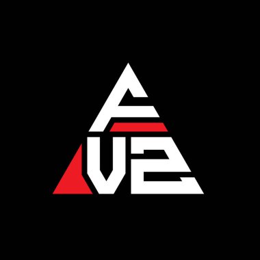 Üçgen şekilli FVZ üçgen harf logosu tasarımı. FVZ üçgen logo tasarımı monogramı. Kırmızı renkli FVZ üçgen vektör şablonu. FVZ üçgen logosu Basit, Zarif ve Lüks Logo.