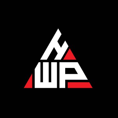 Üçgen şekilli HWP üçgen harf logosu tasarımı. HWP üçgen logo tasarımı monogramı. Kırmızı renkli HWP üçgen vektör şablonu. HWP üçgen logosu Basit, Zarif ve Lüks Logo.
