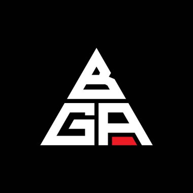 Üçgen şekilli BGA üçgen harf logosu tasarımı. BGA üçgen logo tasarımı monogramı. Kırmızı renkli BGA üçgen vektör logo şablonu. BGA üçgen logosu Basit, Zarif ve Lüks Logo.