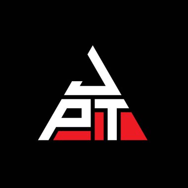 Üçgen şekilli JPT üçgen harf logosu tasarımı. JPT üçgen logo tasarımı monogramı. Kırmızı renkli JPT üçgen vektör şablonu. JPT üçgen logosu Basit, Zarif ve Lüks Logo.