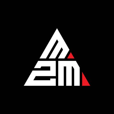 Üçgen şekilli MZM üçgen harf logosu tasarımı. MZM üçgen logo tasarımı monogramı. Kırmızı renkli MZM üçgen vektör şablonu. MZM üçgen logosu Basit, Zarif ve Lüks Logo.
