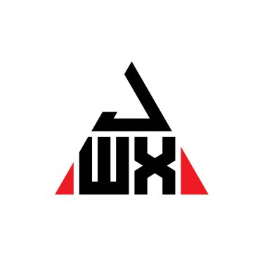 Üçgen şekilli JWX üçgen harf logosu tasarımı. JWX üçgen logo tasarımı monogramı. Kırmızı renkli JWX üçgen vektör şablonu. JWX üçgen logosu Basit, Zarif ve Lüks Logo.