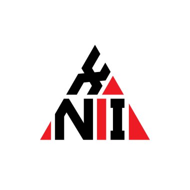 Üçgen şekilli XNI üçgen harf logosu tasarımı. XNI üçgen logo tasarımı monogramı. Kırmızı renkli XNI üçgen vektör logo şablonu. XNI üçgen logosu Basit, Zarif ve Lüks Logo.